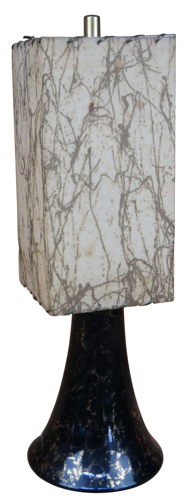 MidCentury Black and Gold Ceramic Boudoir Vanity Table Lamp For Sale