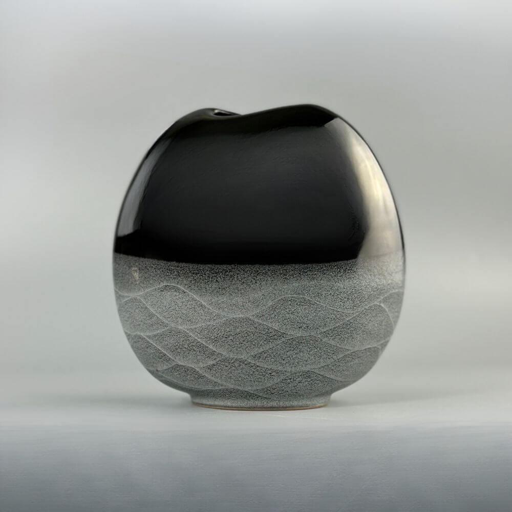 Ceramic Mid-century black-gray vase by Idea studio  For Sale