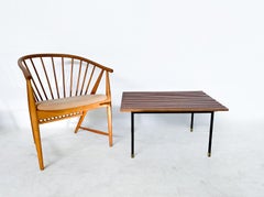 Midcentury Black Iron and Wood Coffee Table