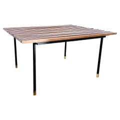 Midcentury Black Iron and Wood Coffee Table