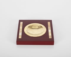 Mid-Century Burgundy Lacquer and Brass Vide-Poche or Ashtray, Italy, Dior 1970s
