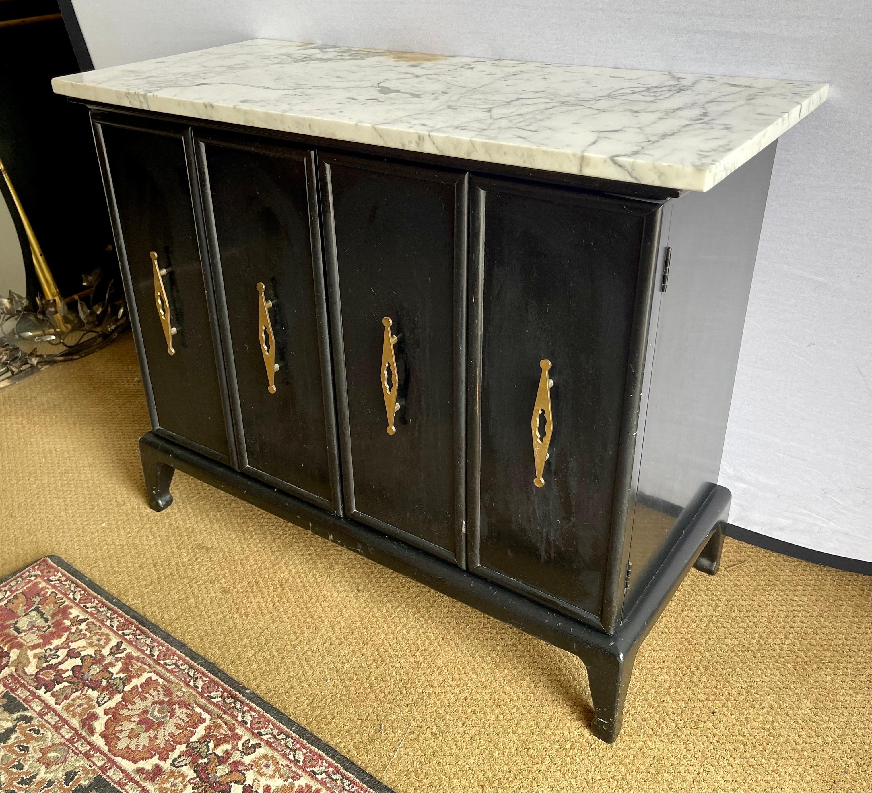 black buffet with marble top