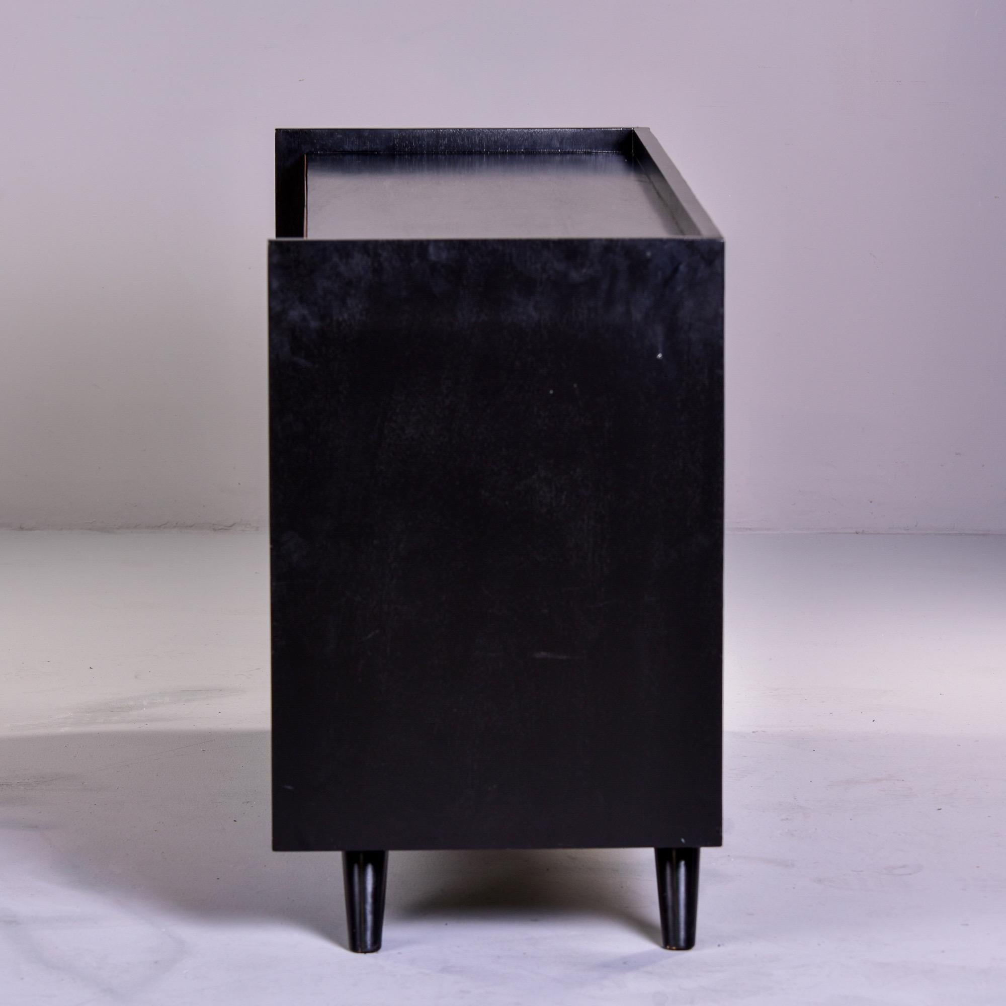 American Mid Century Black Lacquer and Wood Chest of Drawers