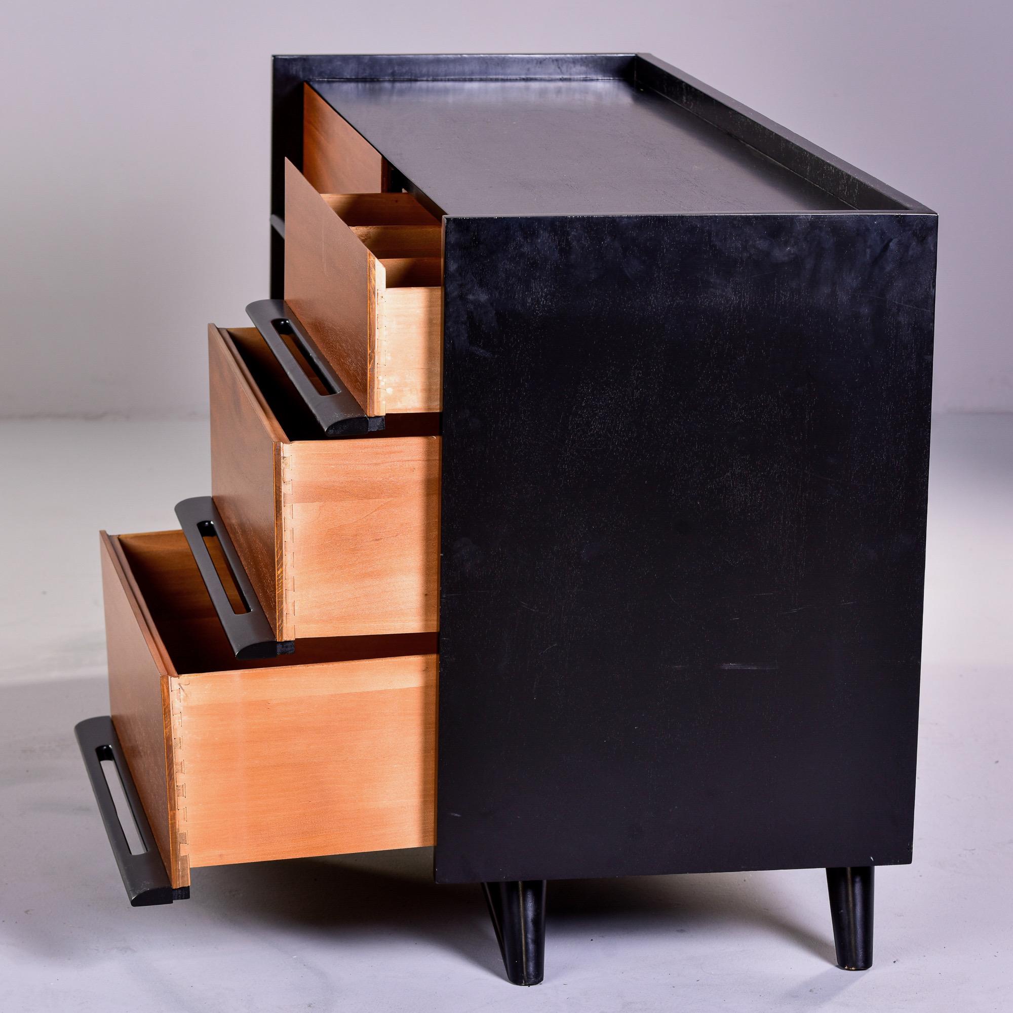 20th Century Mid Century Black Lacquer and Wood Chest of Drawers