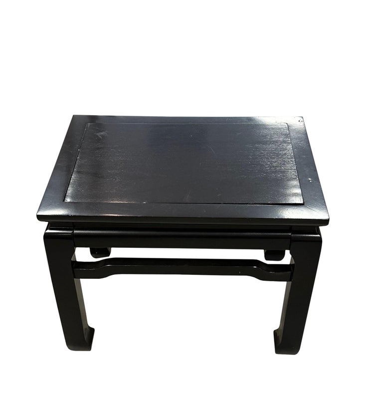 Midcentury Black Lacquer Bench with Tiger Upholstery For Sale at 1stDibs