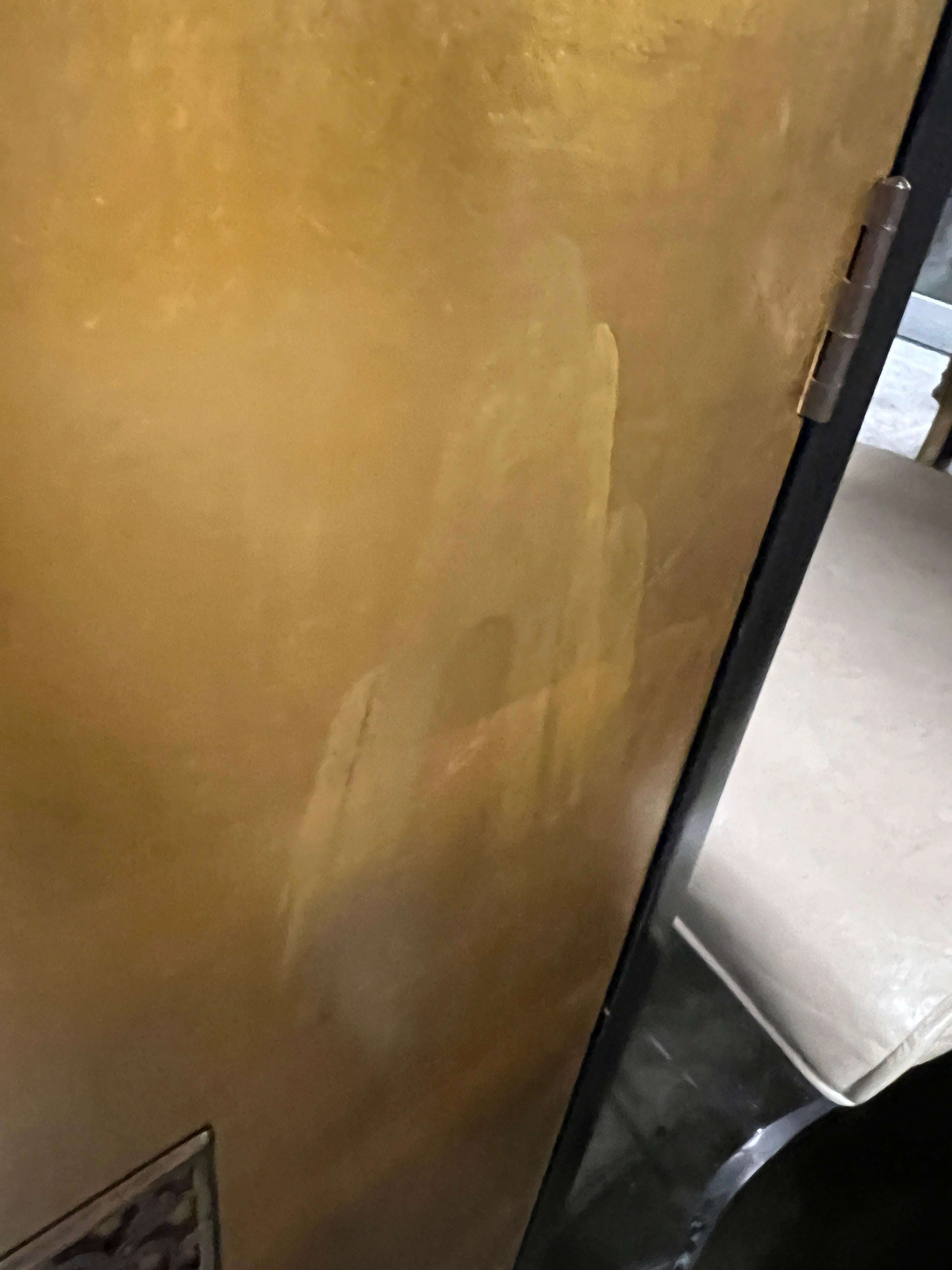 20th Century Mid-Century Black Lacquer Cabinet with Gilded Painted Doors