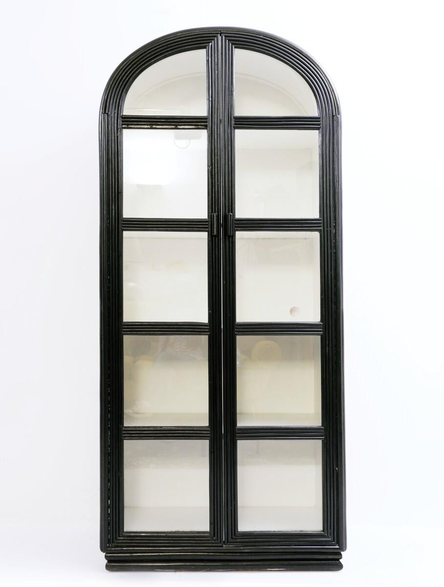 Display Shelf Bookcase, in bamboo - glass 1980s for sale in Furniture, Other  Via Antica