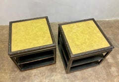 Mid-Century Black Lacquer Side Tables, Pair
