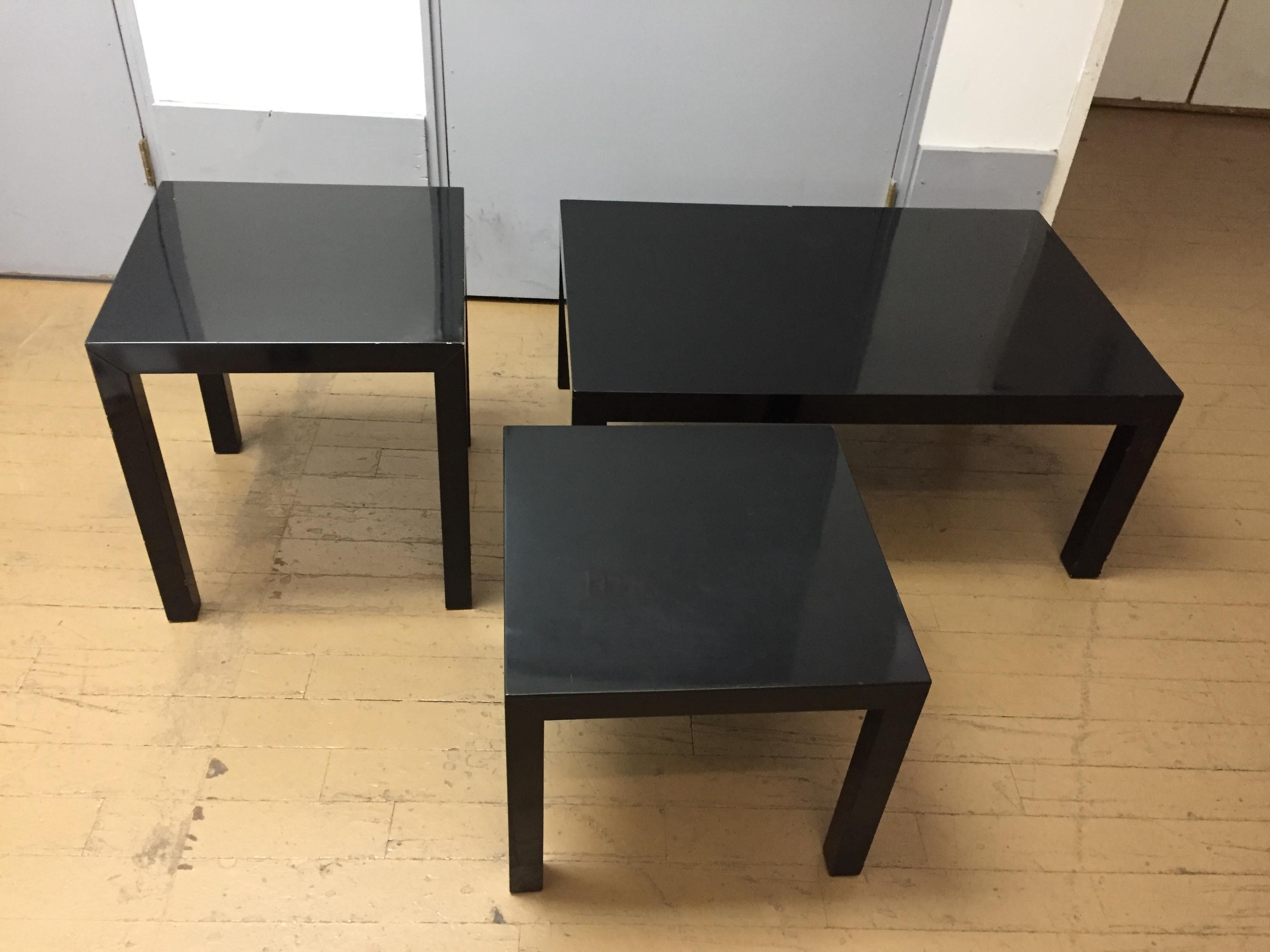 Mid-century Modern  Black Lacquer Tables / Set of Three For Sale 2