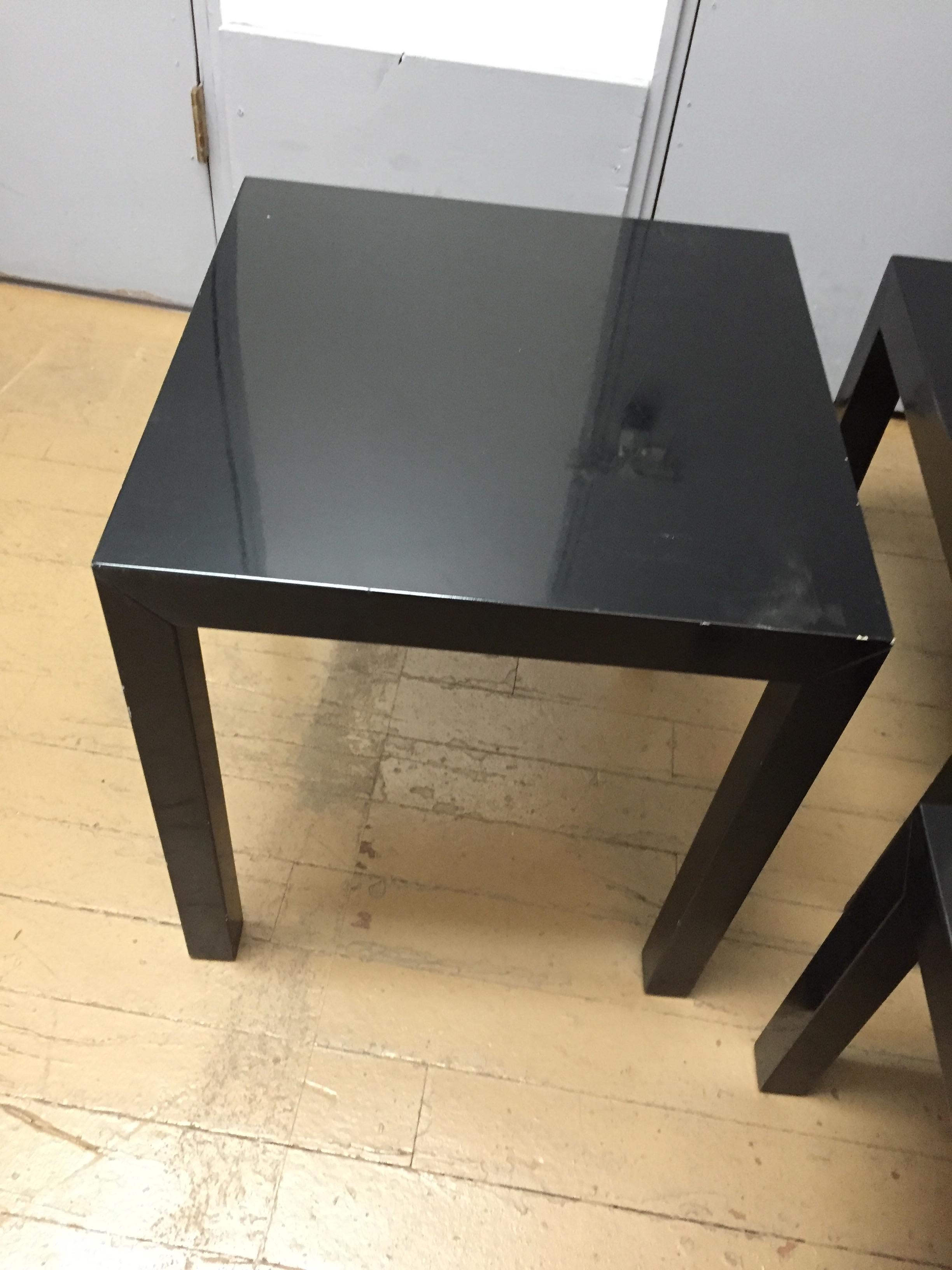 Mid-century Modern  Black Lacquer Tables / Set of Three For Sale 5