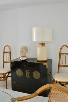 Midcentury Black Lacquered Asian Campaign Chest