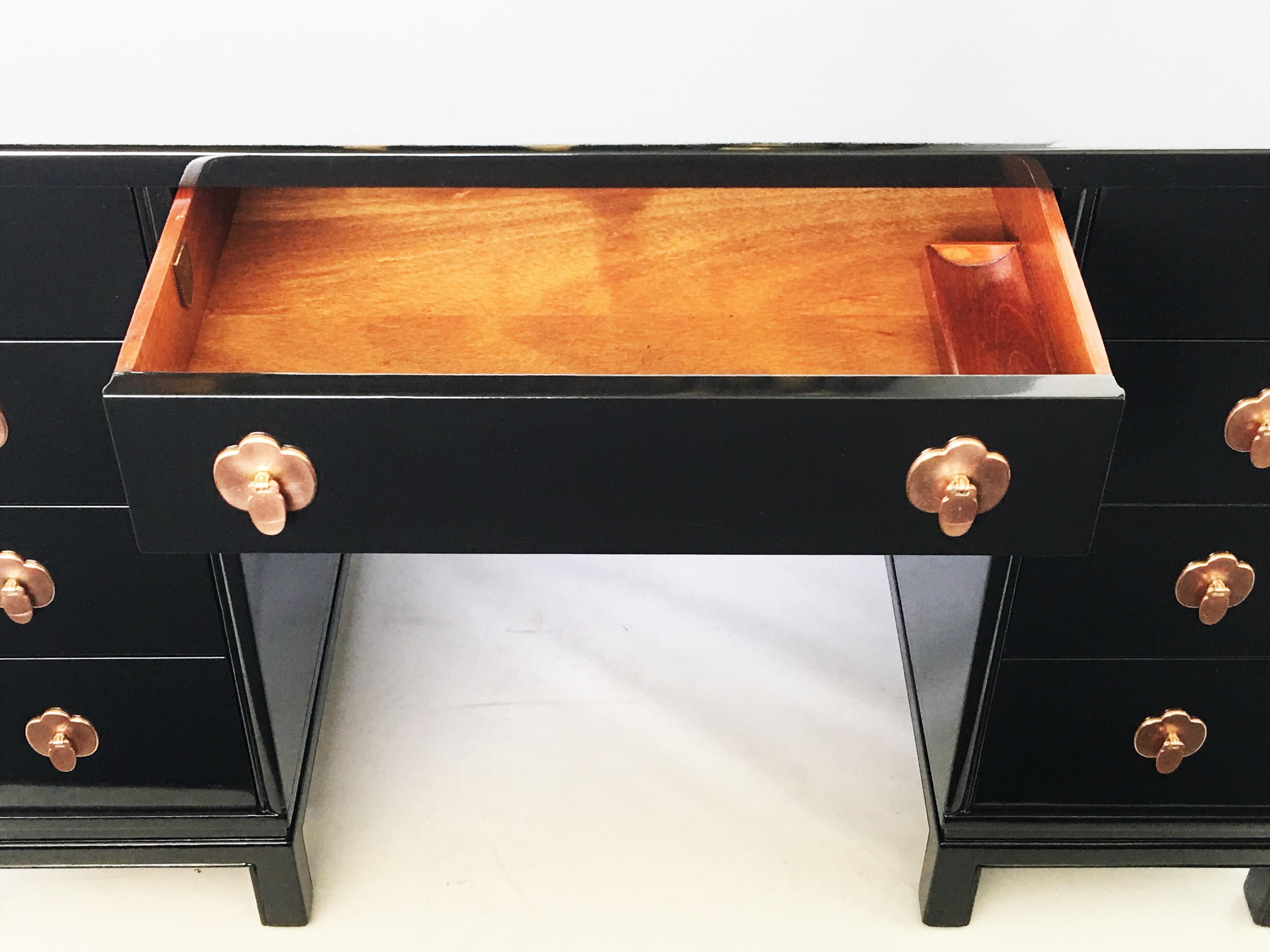 Mid-Century Modern Midcentury Black Lacquered Desk by Landstorm Furniture