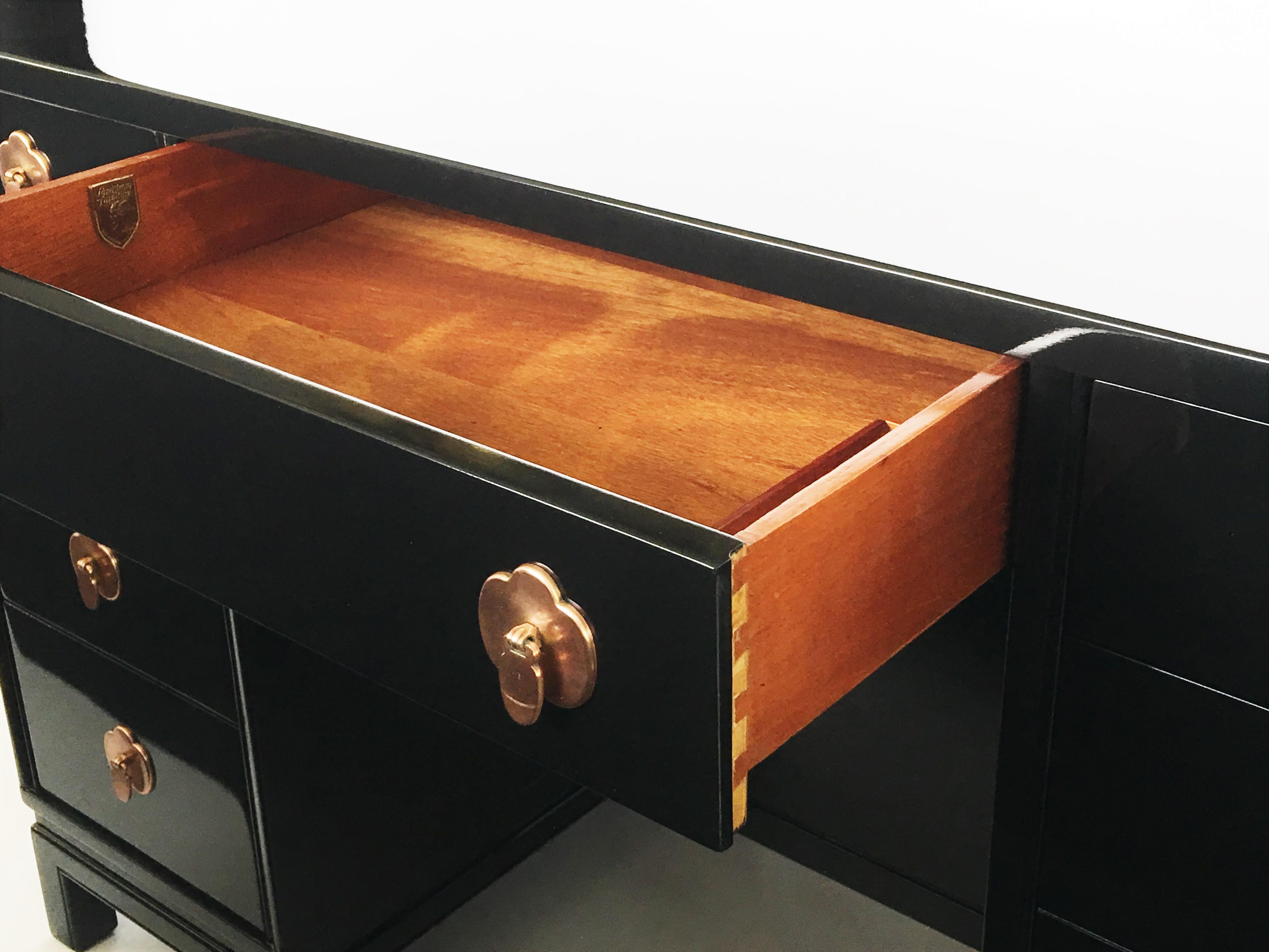 American Midcentury Black Lacquered Desk by Landstorm Furniture