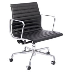 Mid Century Black Leather Aluminium Group Office Chair by Eames for Herman Miller