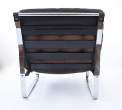 Midcentury Black Leather and Chrome Chair by Relling for Westnofa, circa 1970