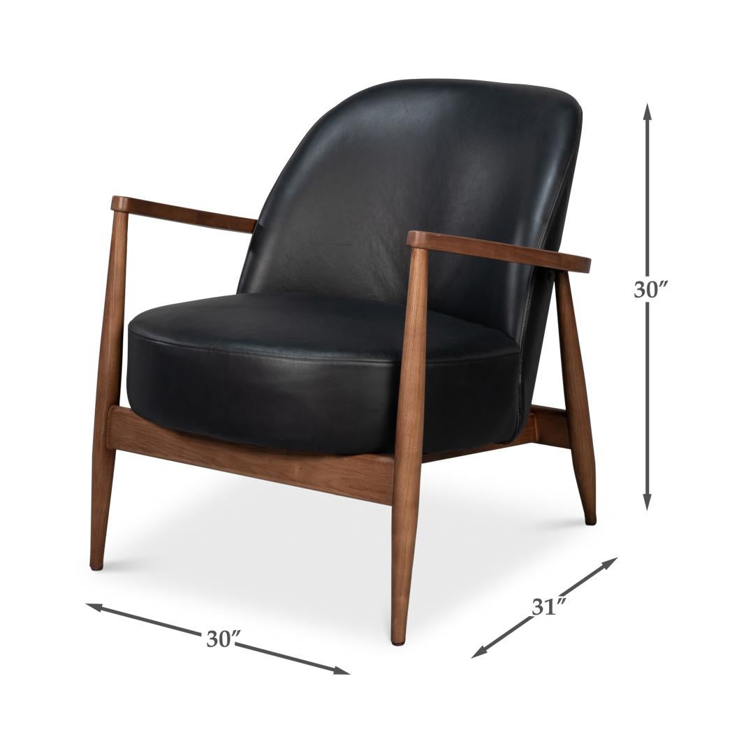 Fauteuil en cuir noir du milieu du siècle en vente 6