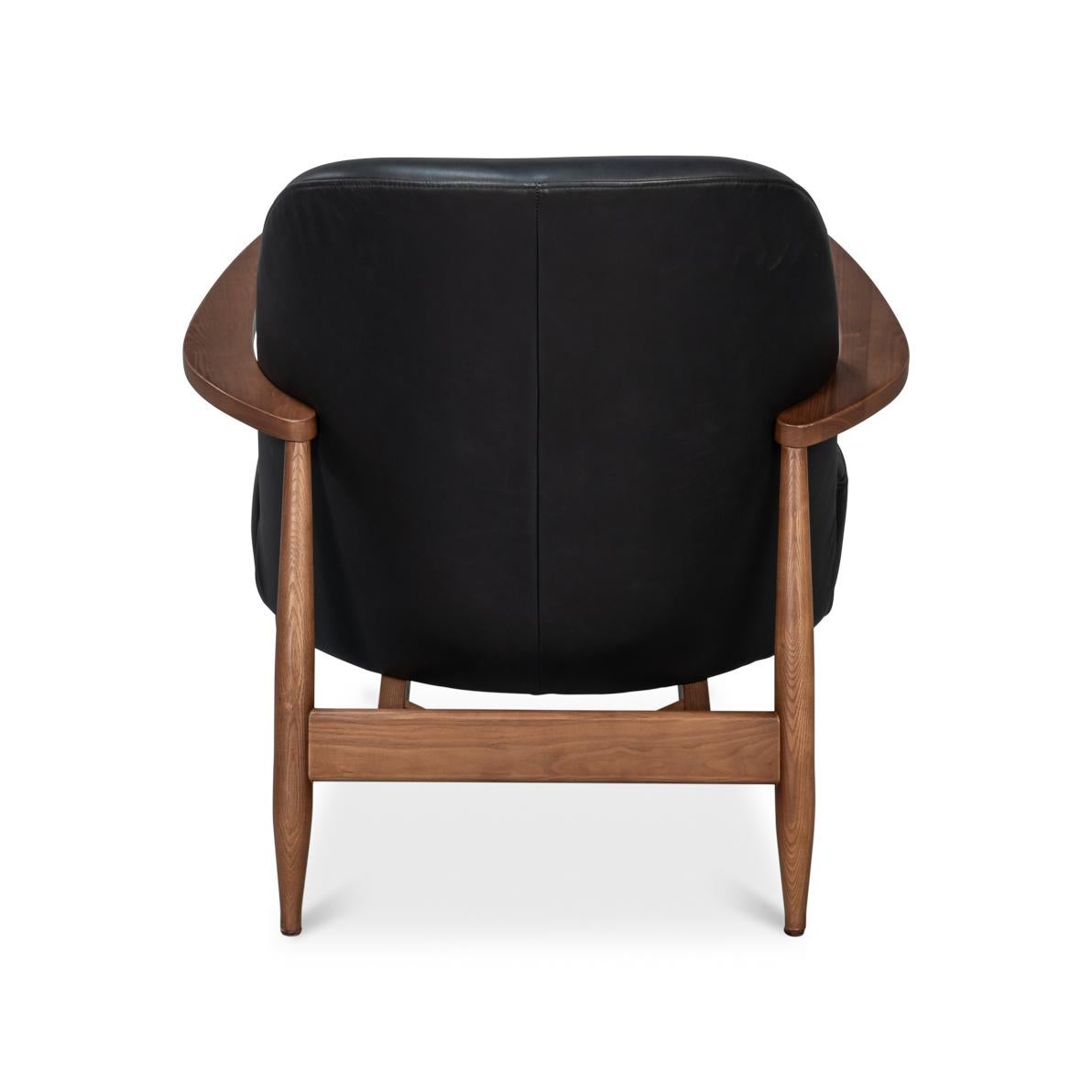 Fauteuil en cuir noir du milieu du siècle Neuf - En vente à Westwood, NJ