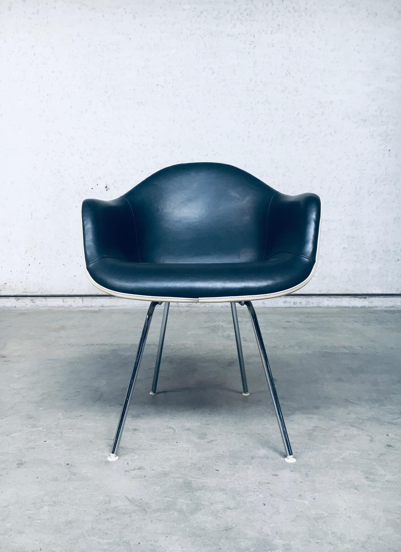Metal Mid-Century Black Leather Dax Armchair by Charles & Ray Eames for Herman Miller For Sale