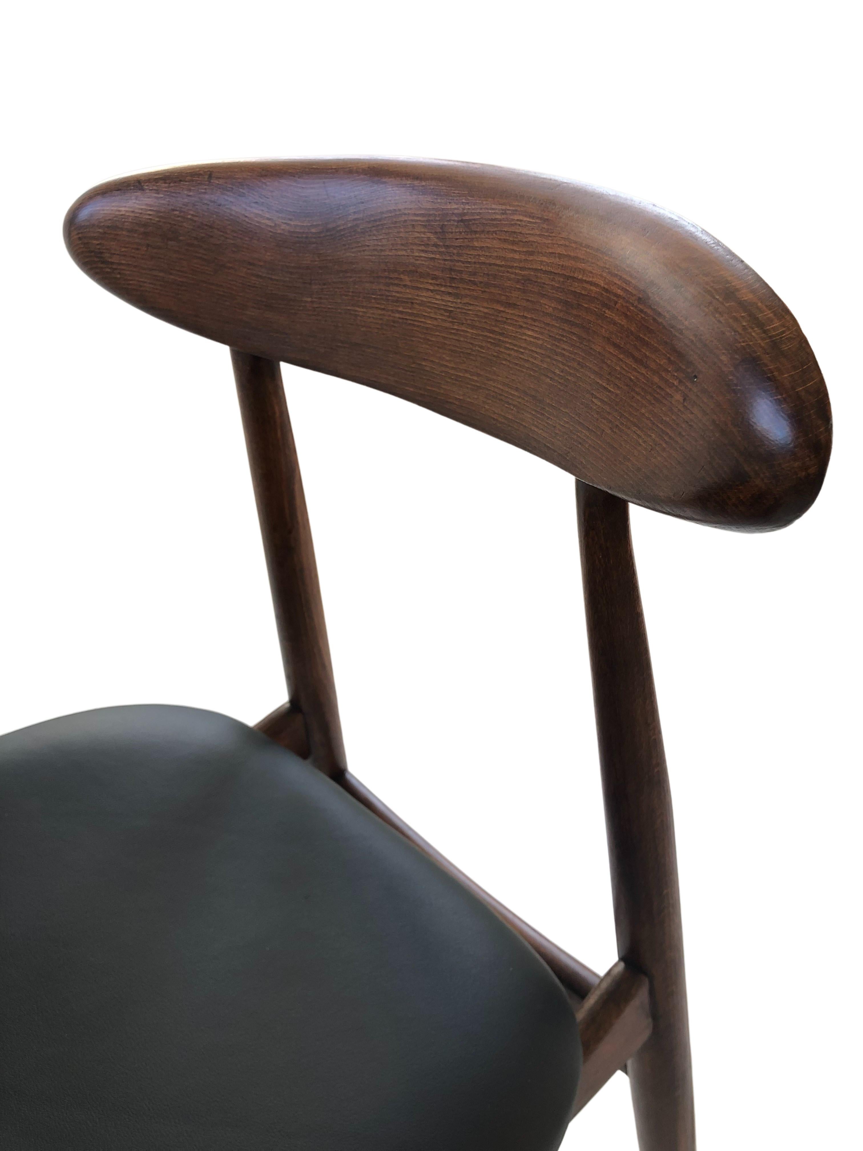 20th Century Mid-Century Black Leather Dining Chair by Rajmund Hałas, 1960s