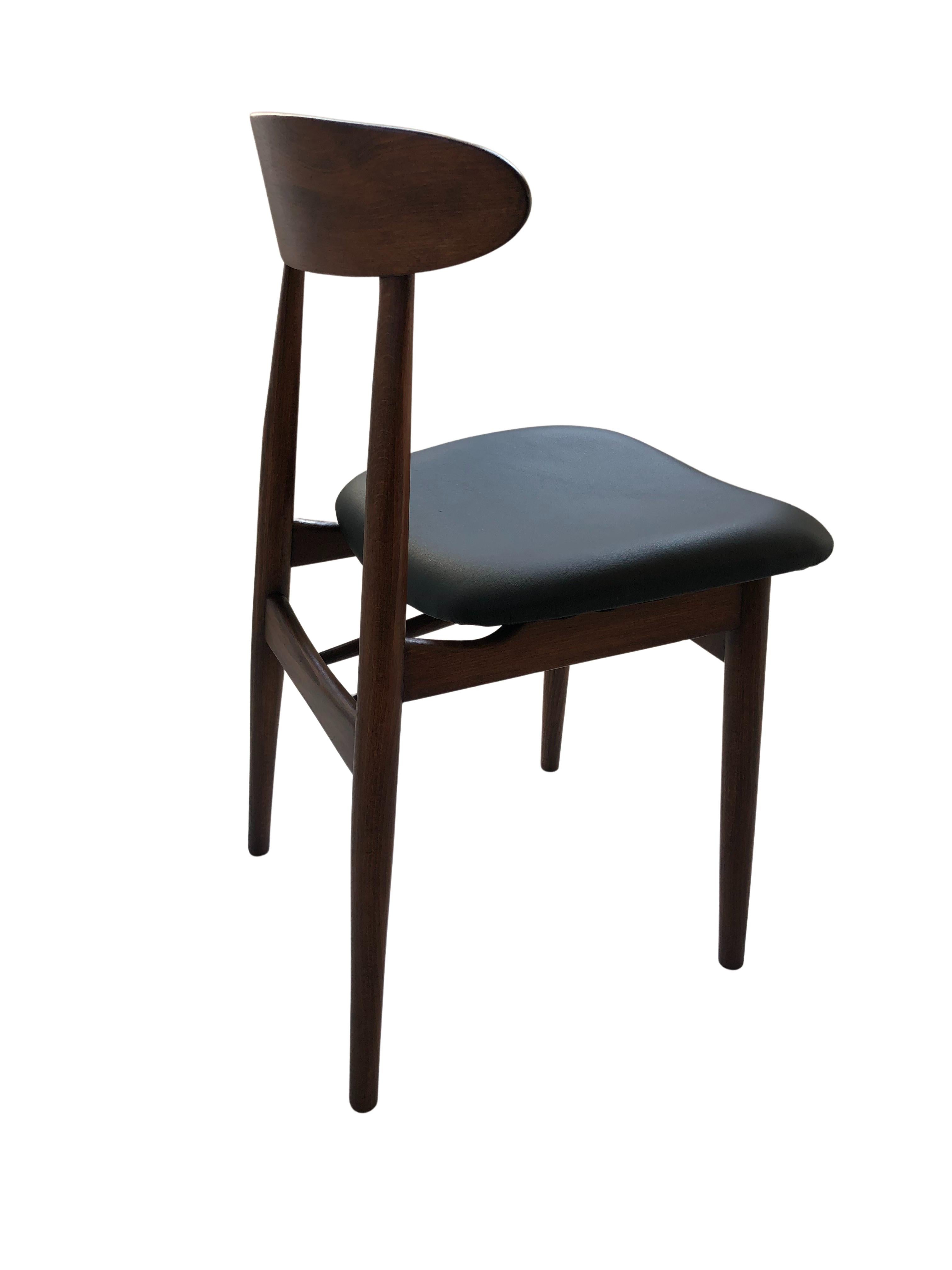 Mid-Century Black Leather Dining Chair by Rajmund Hałas, 1960s 1