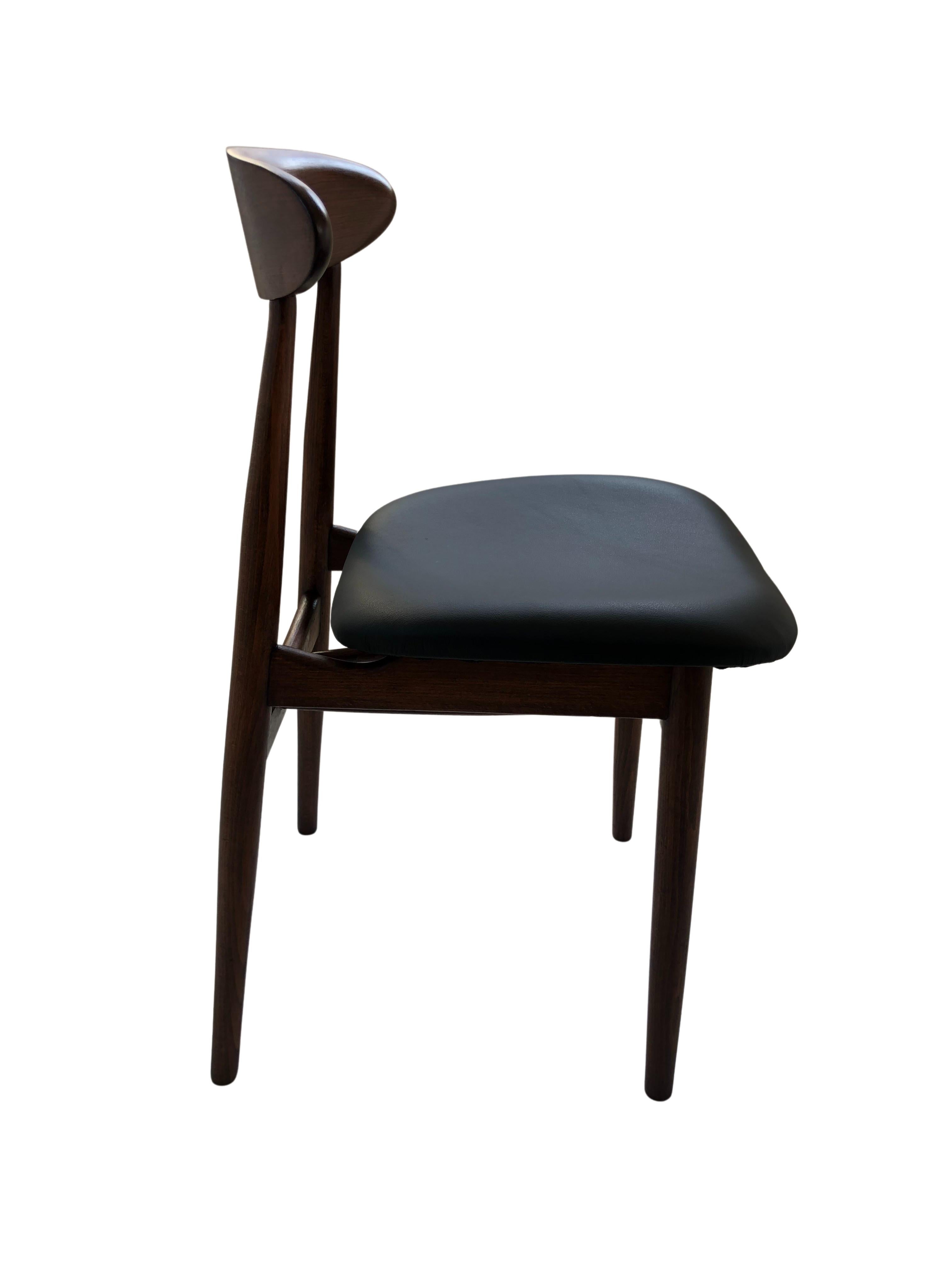 Mid-Century Modern Mid-Century Black Leather Dining Chairs by Rajmund Hałas, 1960s, Set of 2
