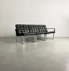 Mid Century Black Leather Modular Sofa by Gjerløv-Knudsen & Lind, Cado, Denmark