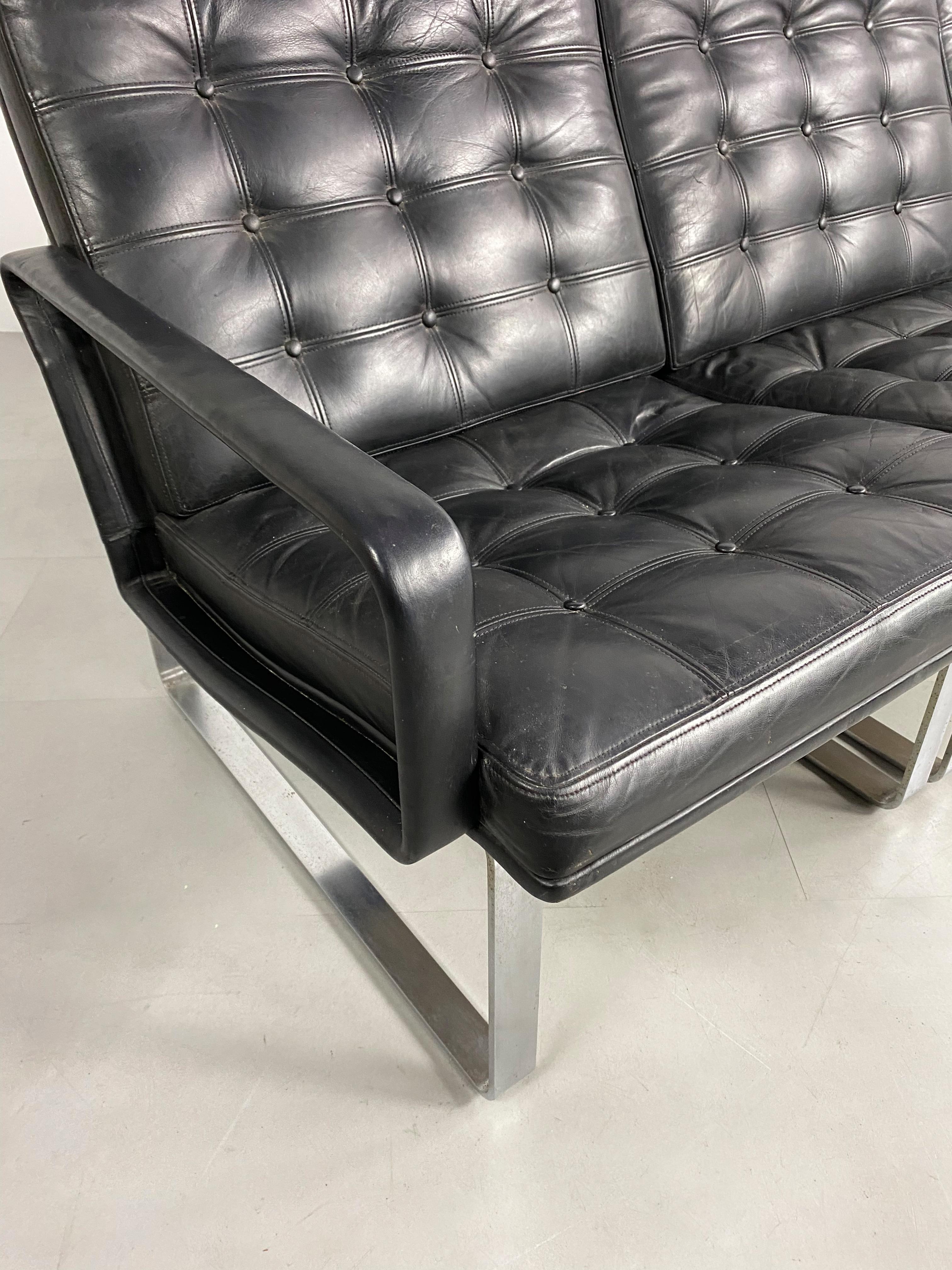 Mid Century Black Leather Modular Sofa by Gjerløv-Knudsen & Lind, Cado, Denmark 2
