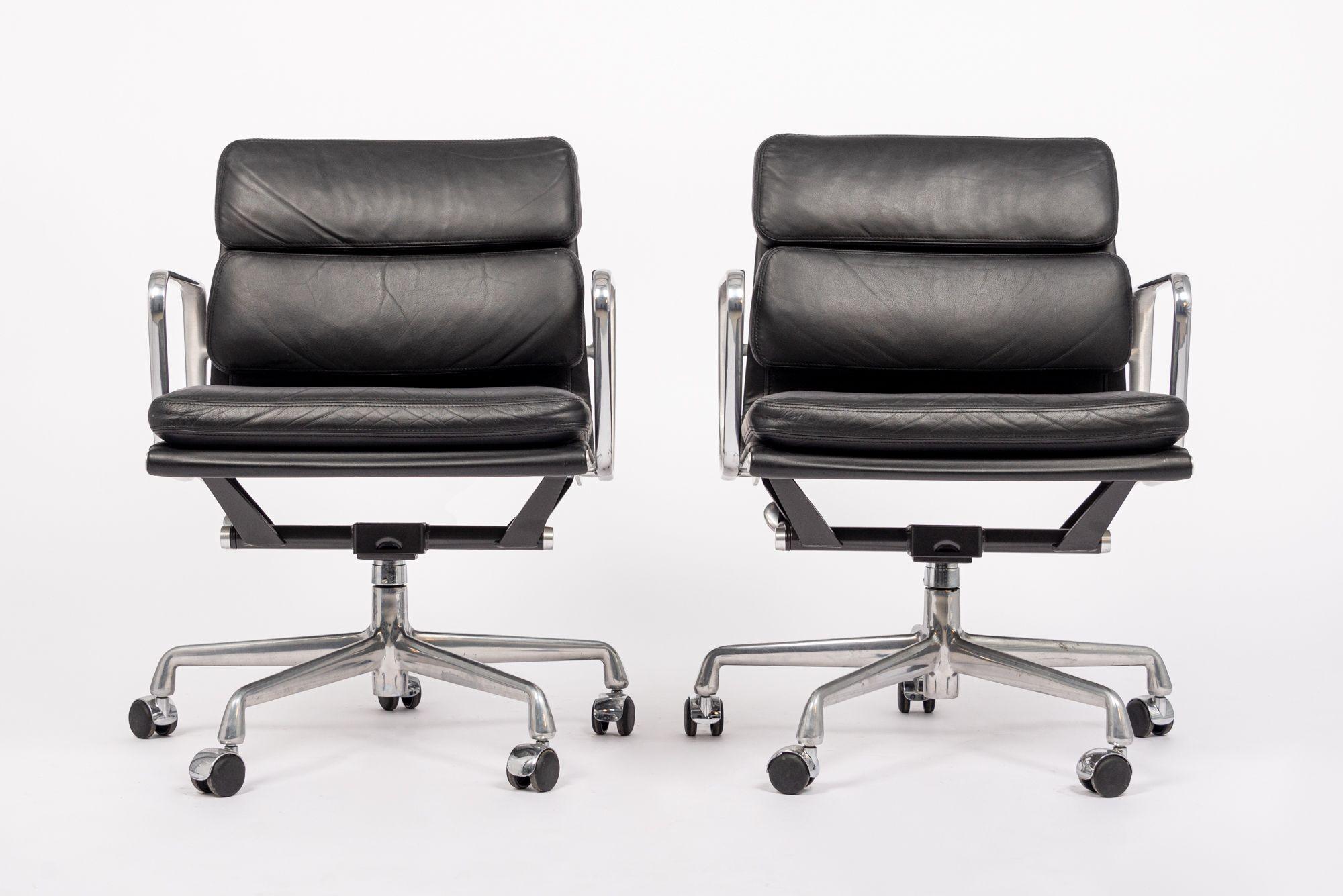 Mid-Century Modern Mid Century Black Leather Office Chairs by Eames for Herman Miller, 2001 For Sale