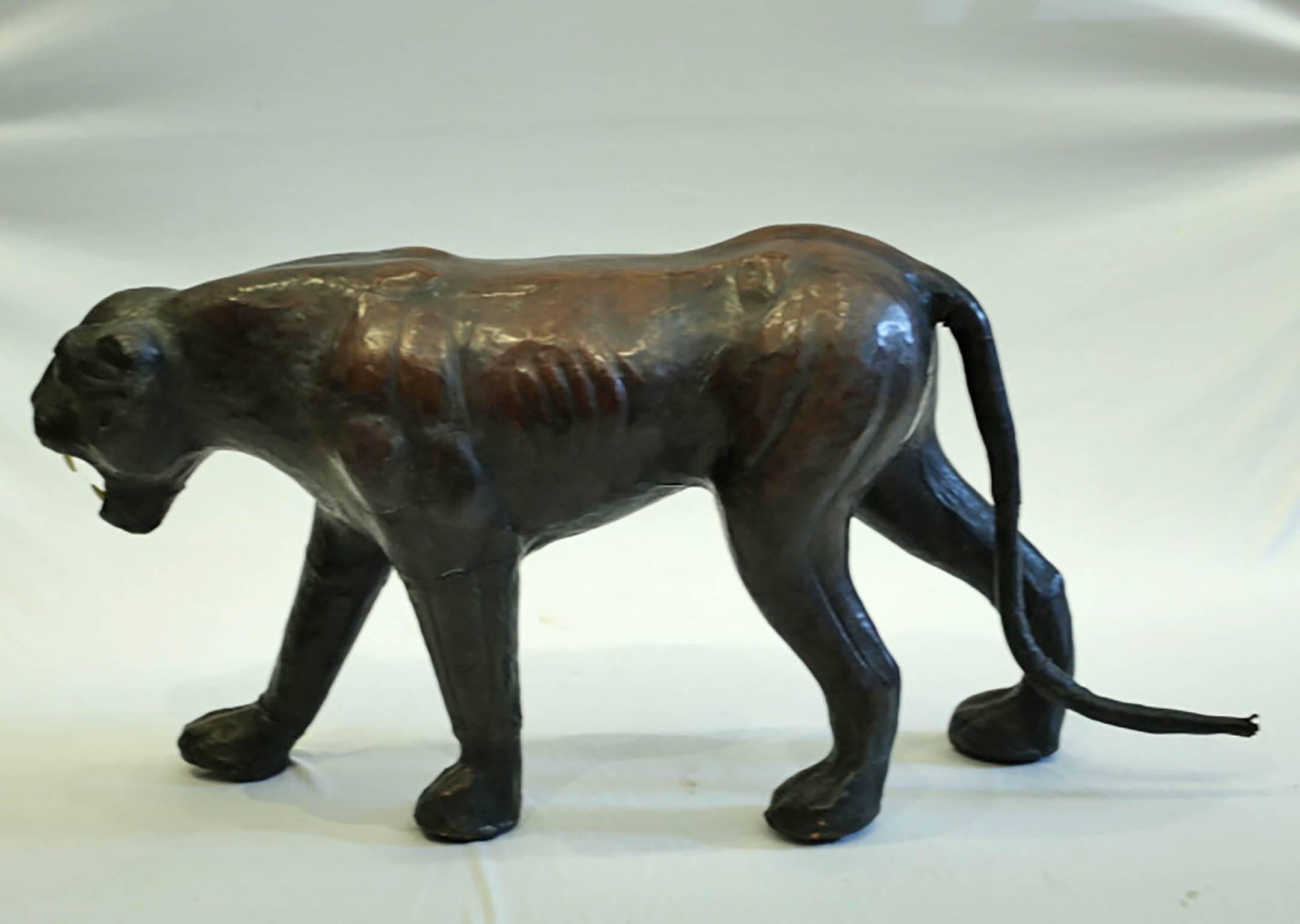 Midcentury Black Leather Panther, circa 1970s In Excellent Condition In San Francisco, CA