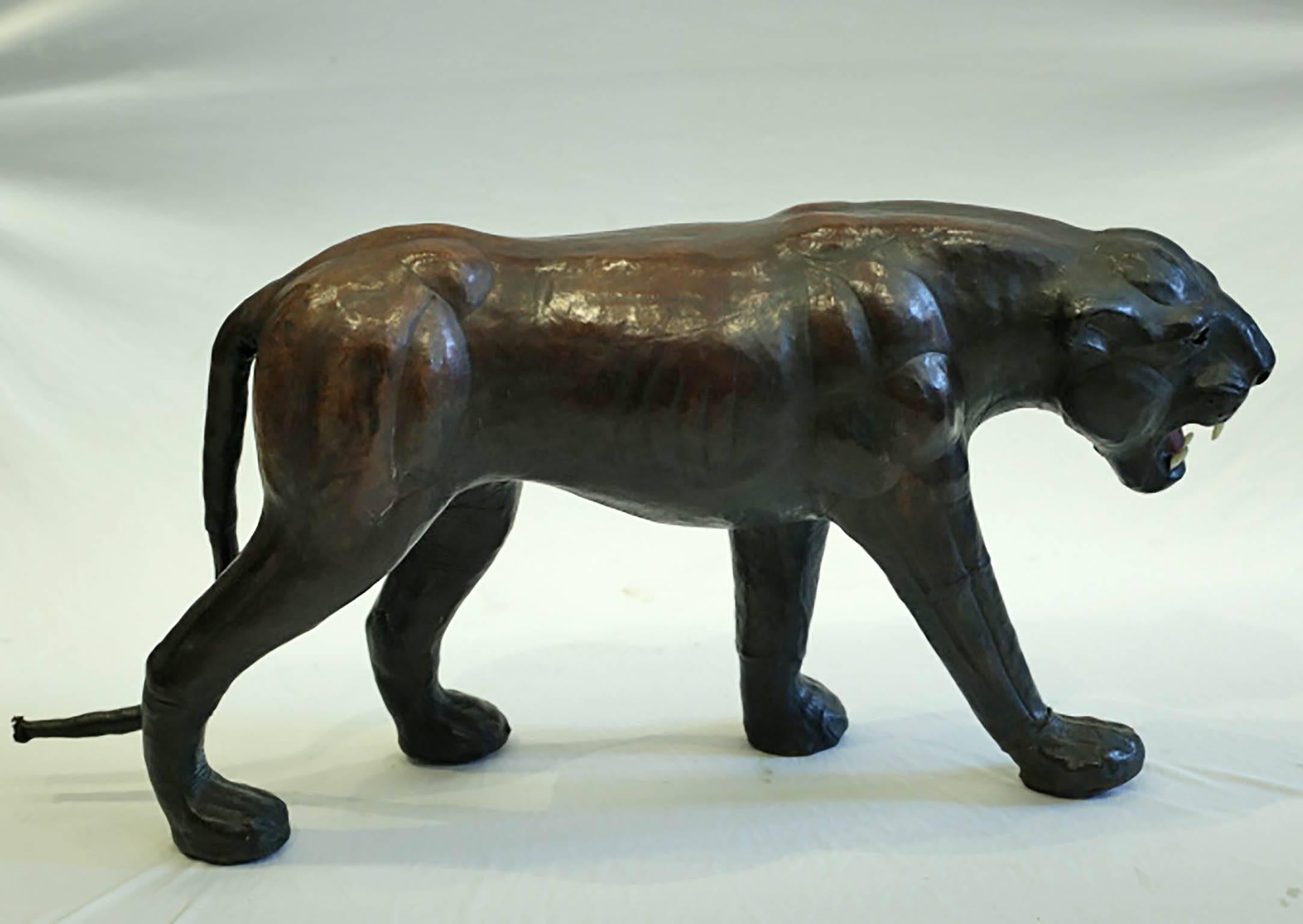 Midcentury Black Leather Panther, circa 1970s 1