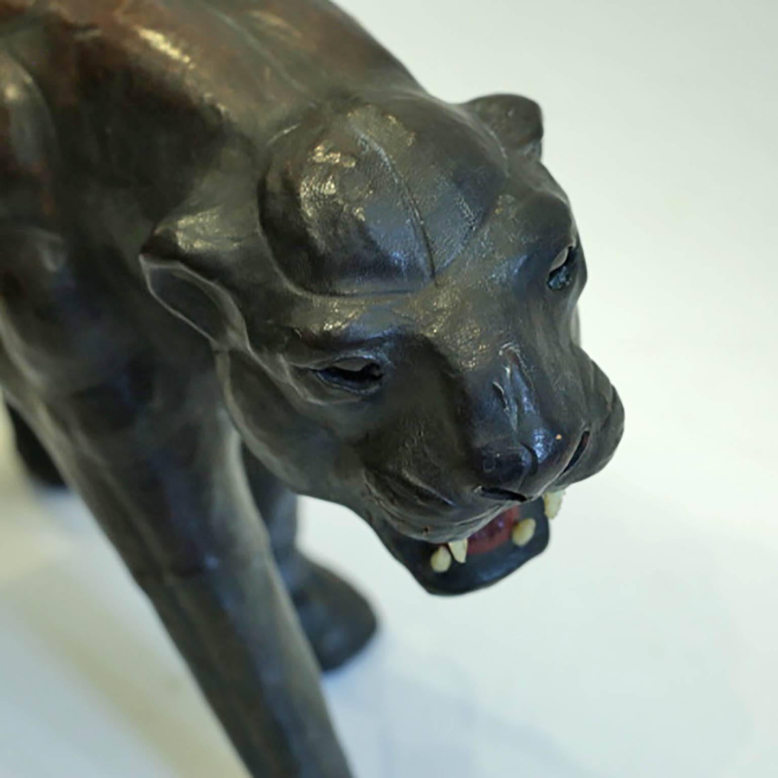 Midcentury Black Leather Panther, circa 1970s 3