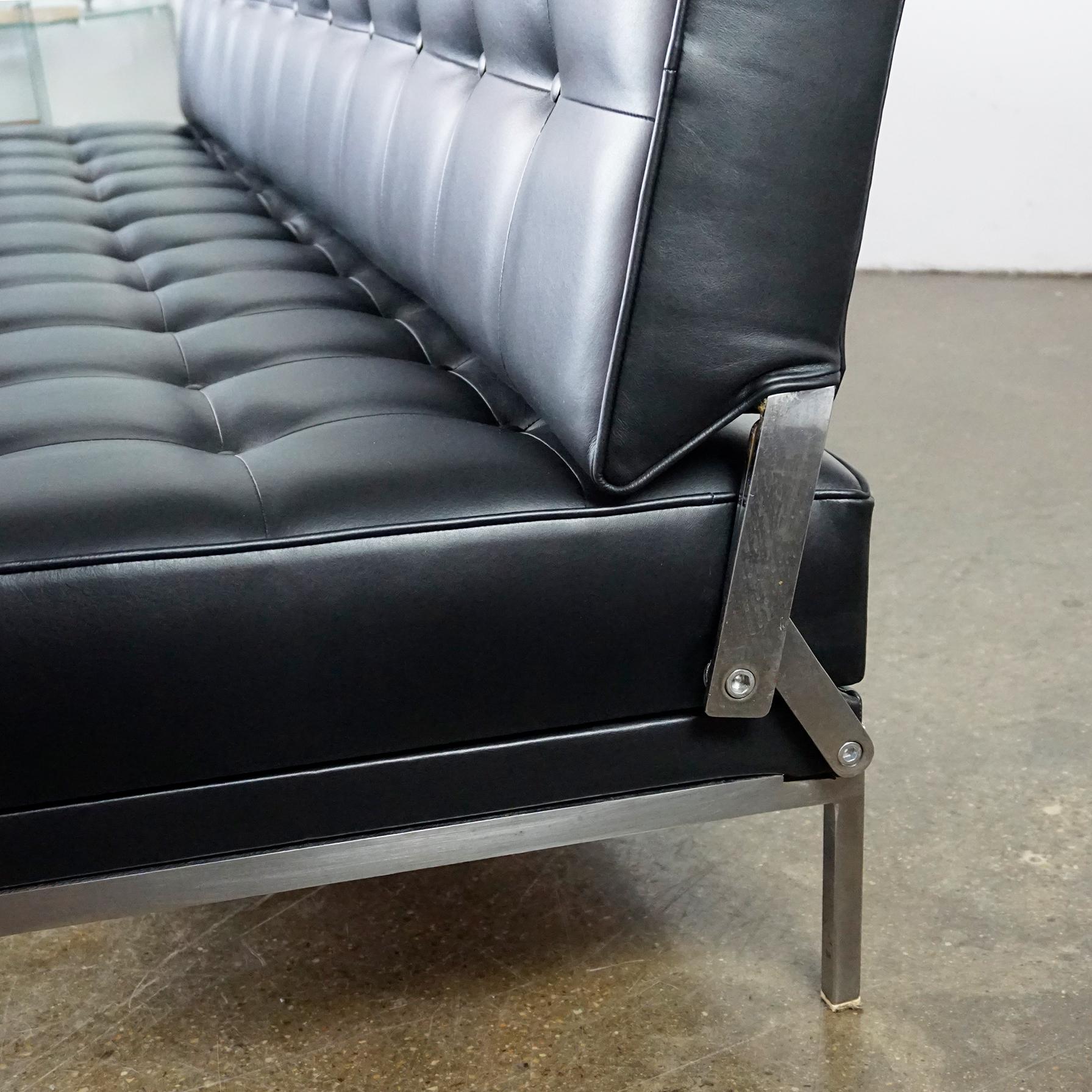 Mid-Century Black Leather Sofa or Daybed by Johannes Spalt for Wittmann Austria 4