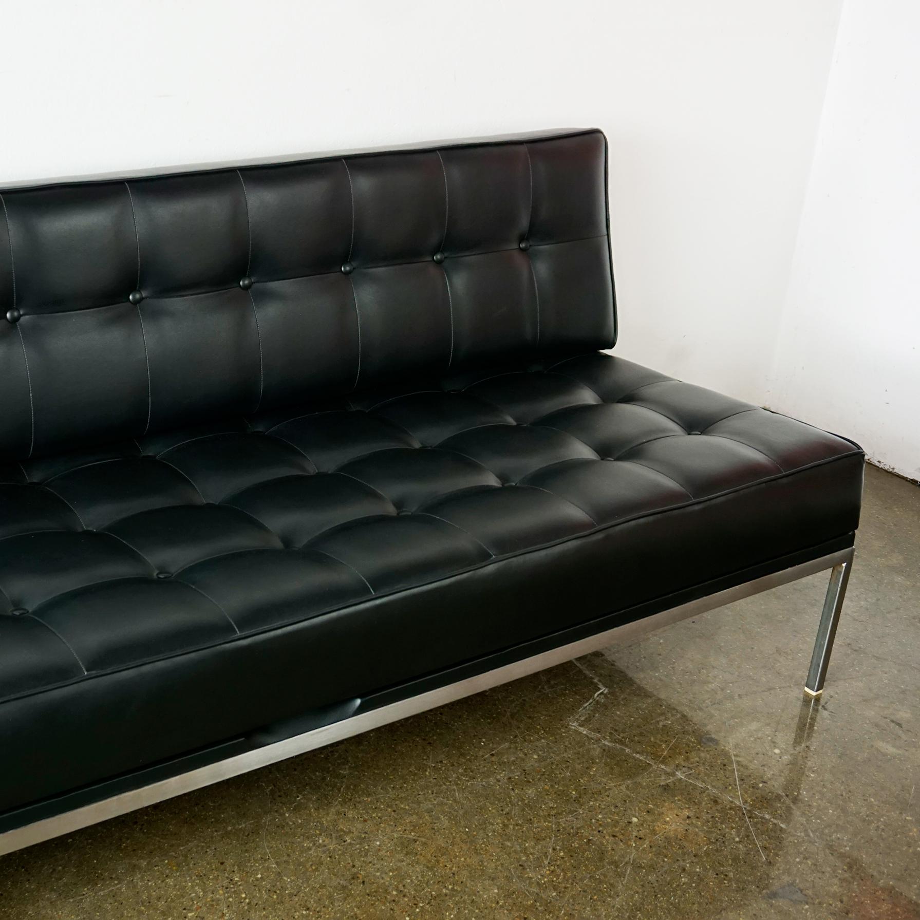 Mid-Century Black Leather Sofa or Daybed by Johannes Spalt for Wittmann Austria 5