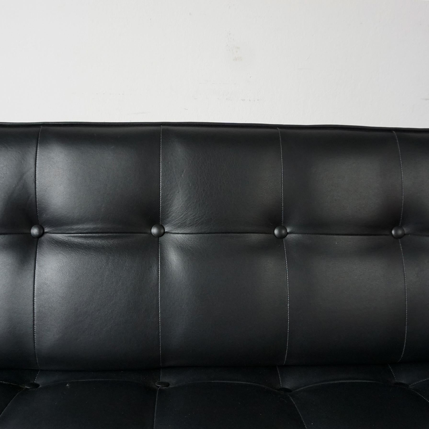 Mid-Century Black Leather Sofa or Daybed by Johannes Spalt for Wittmann Austria 6