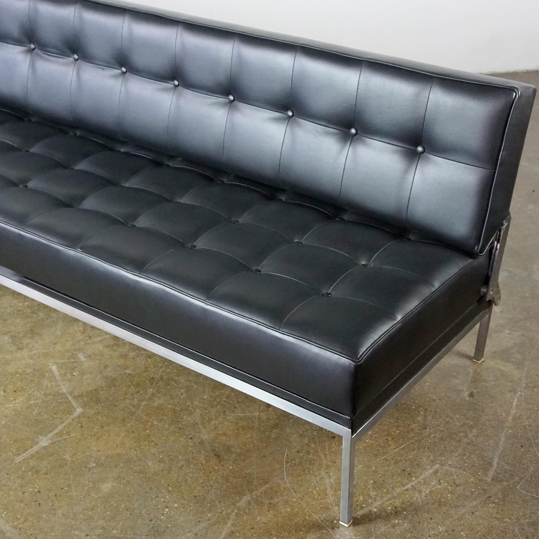 Mid-Century Black Leather Sofa or Daybed by Johannes Spalt for Wittmann Austria 8