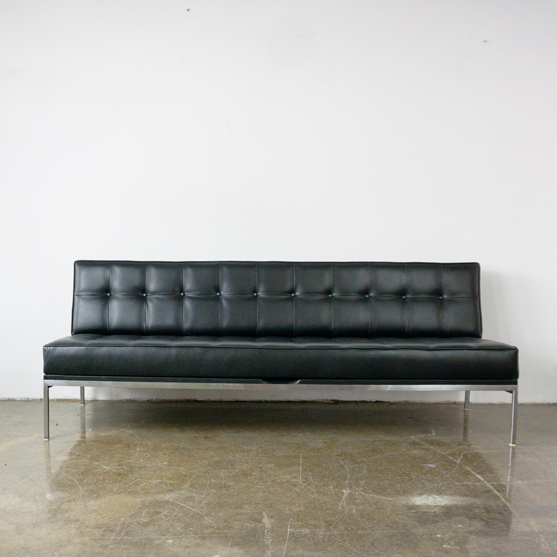 Mid-Century Modern Mid-Century Black Leather Sofa or Daybed by Johannes Spalt for Wittmann Austria