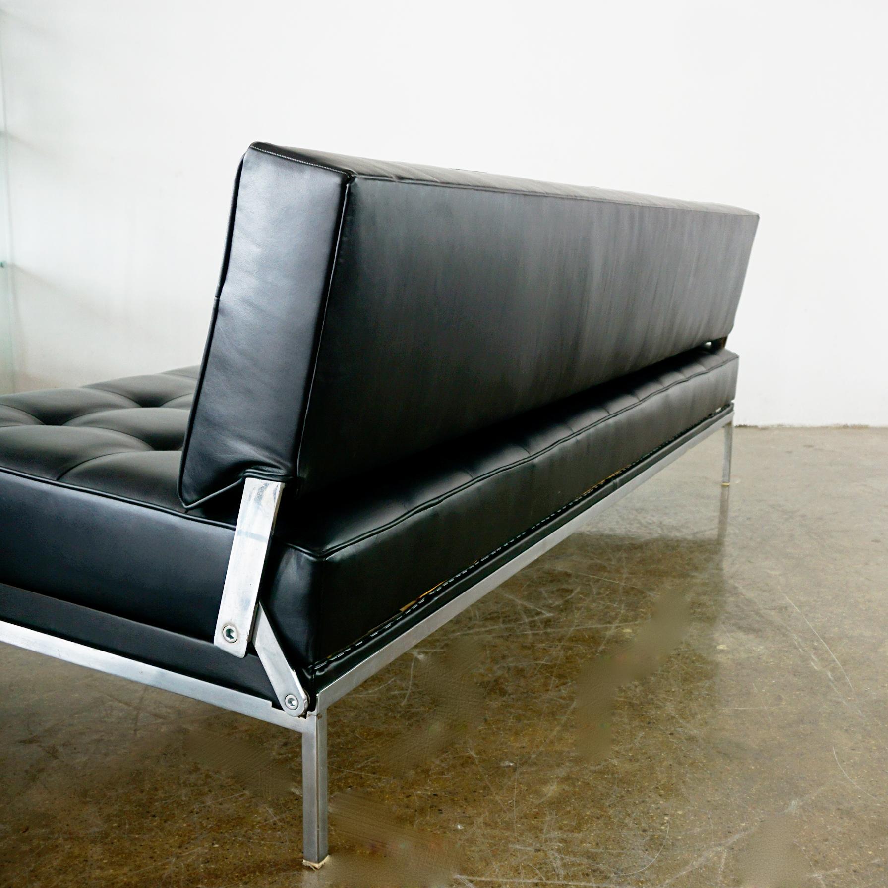 Mid-20th Century Mid-Century Black Leather Sofa or Daybed by Johannes Spalt for Wittmann Austria