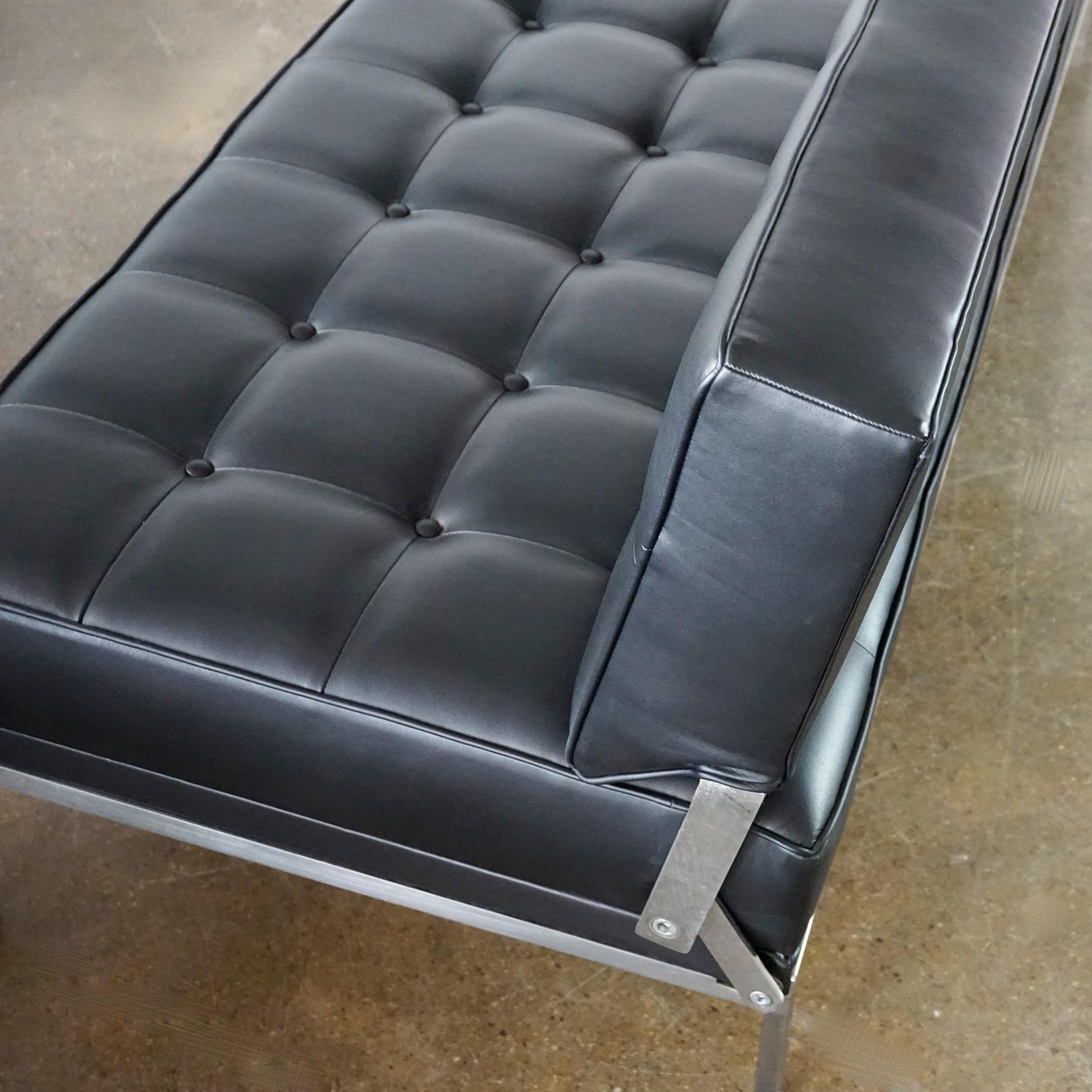 Mid-Century Black Leather Sofa or Daybed by Johannes Spalt for Wittmann Austria 1