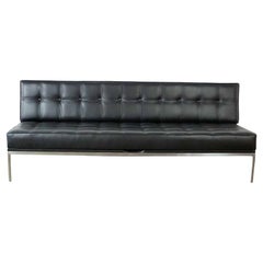 Mid-Century Black Leather Sofa or Daybed by Johannes Spalt for Wittmann Austria