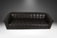 Mid-Century Black Leather Tufted Sofa Edward Wormley for Dunbar Style