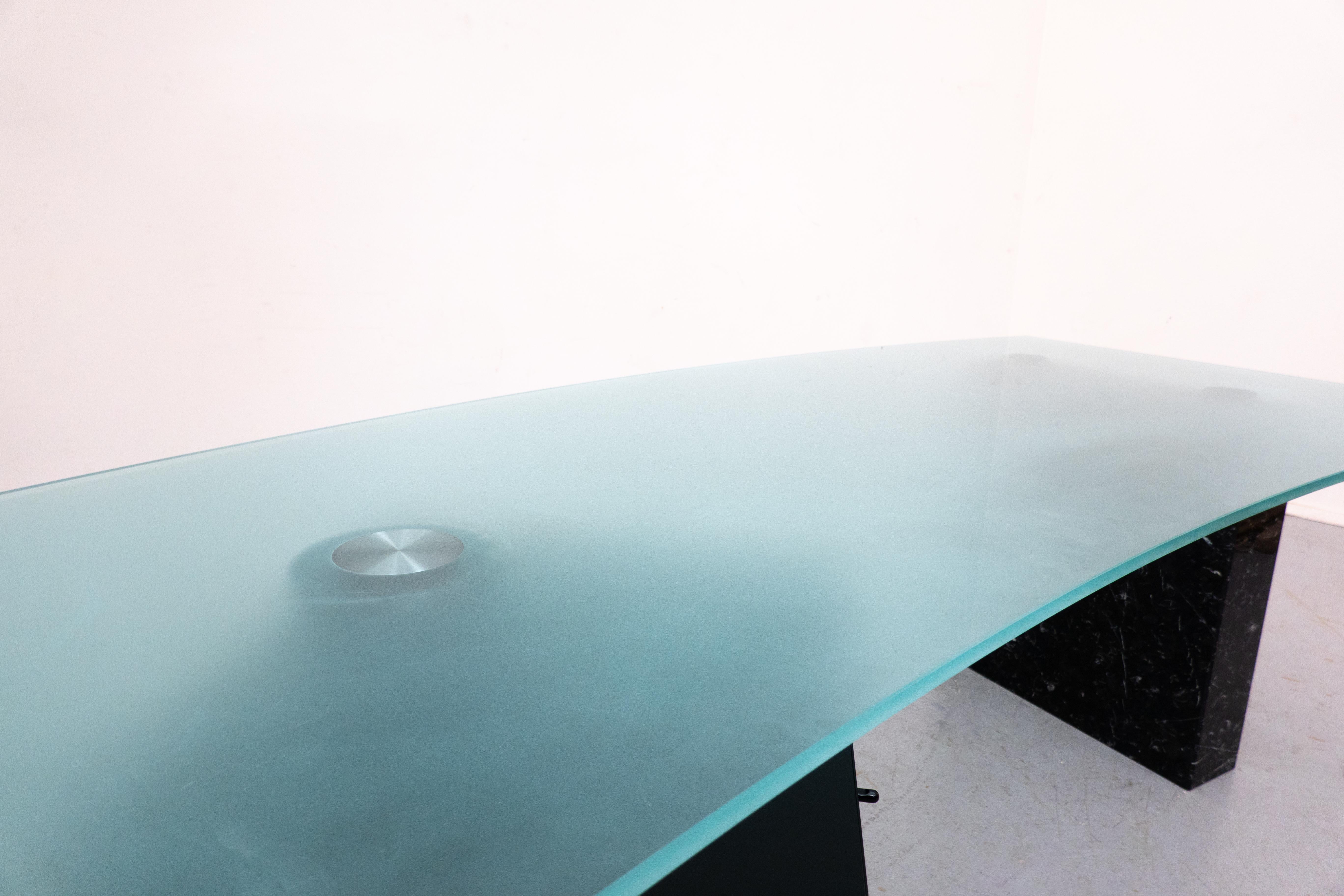 Mid-Century Black Marble and Glass Desk by Peter Draenert, Germany 1970s 1