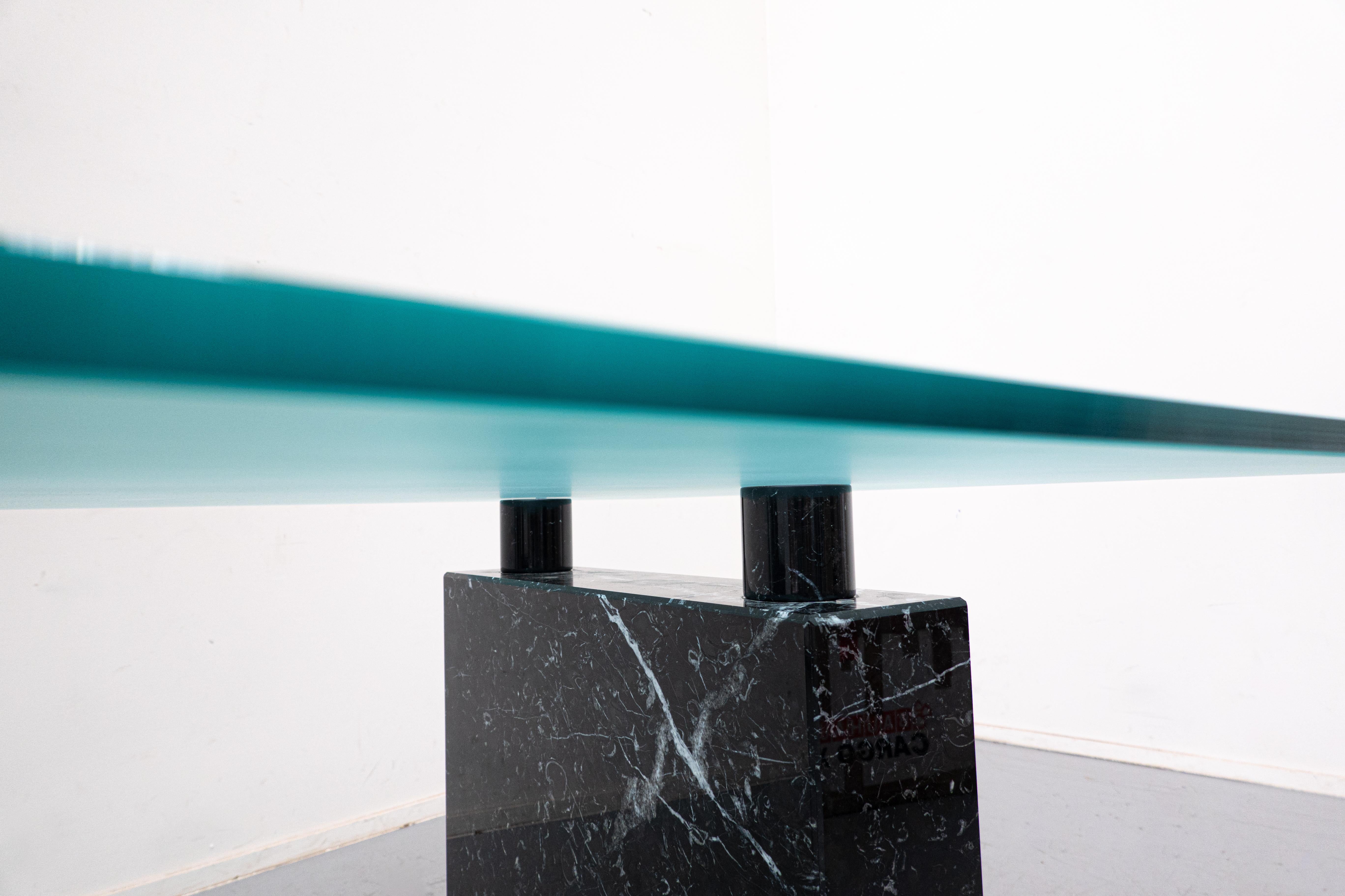 Mid-Century Black Marble and Glass Desk by Peter Draenert, Germany 1970s 3