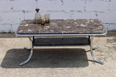 Mid-Century black Marble & Chrome Coffee Table-Cocktail Table-70s