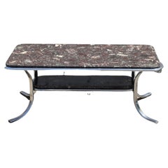 Mid-Century black Marble & Chrome Coffee Table-Cocktail Table-70s