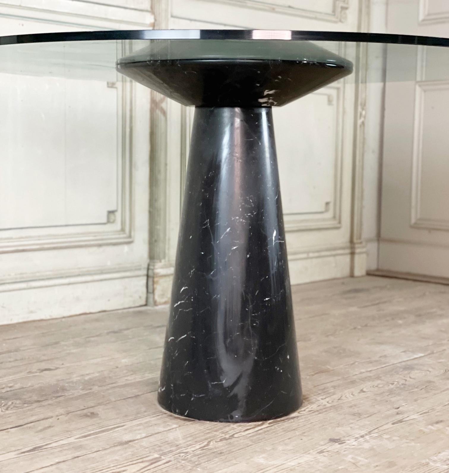 Mid-Century Black Marble Feet and Glass Top Dining Table by Angelo Mangiarotti 4