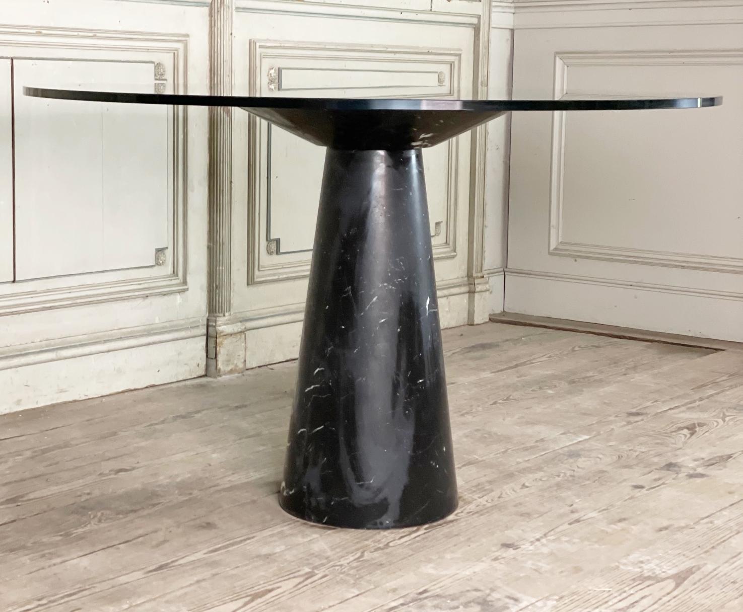 Mid-Century Black Marble Feet and Glass Top Dining Table by Angelo Mangiarotti 5