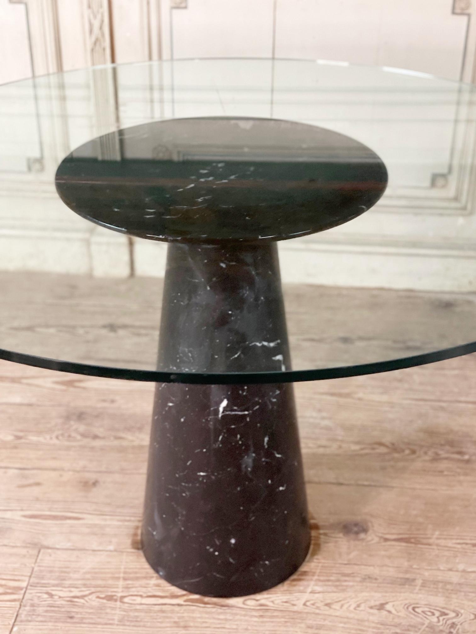 Mid-Century Black Marble Feet and Glass Top Dining Table by Angelo Mangiarotti 3