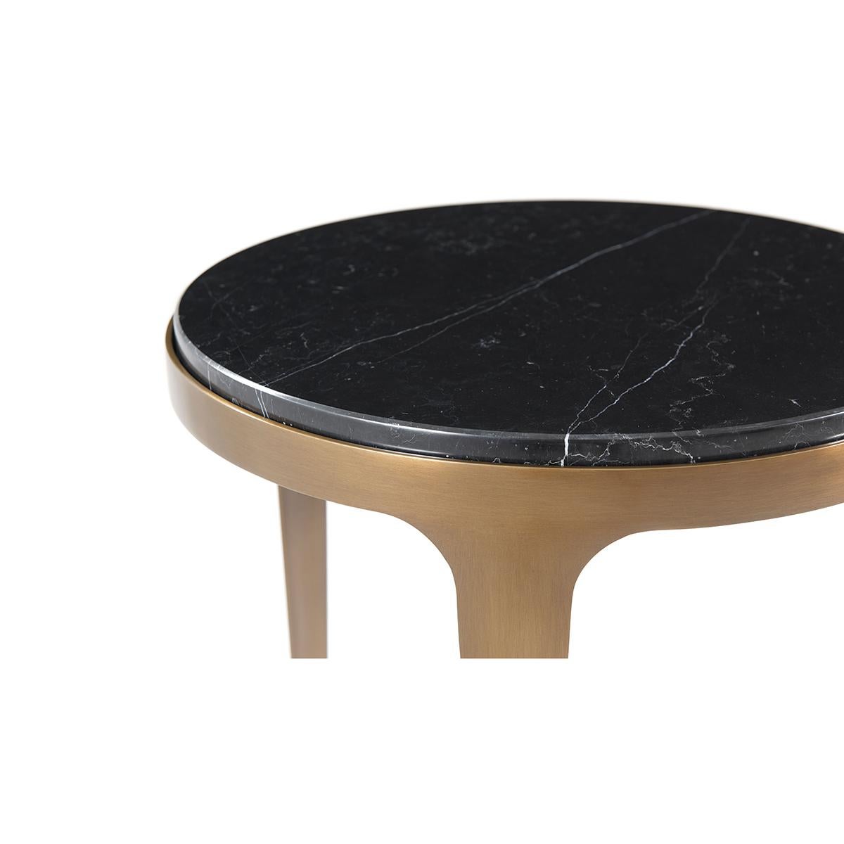 Vietnamese Mid Century Black Marble Top Side Table For Sale
