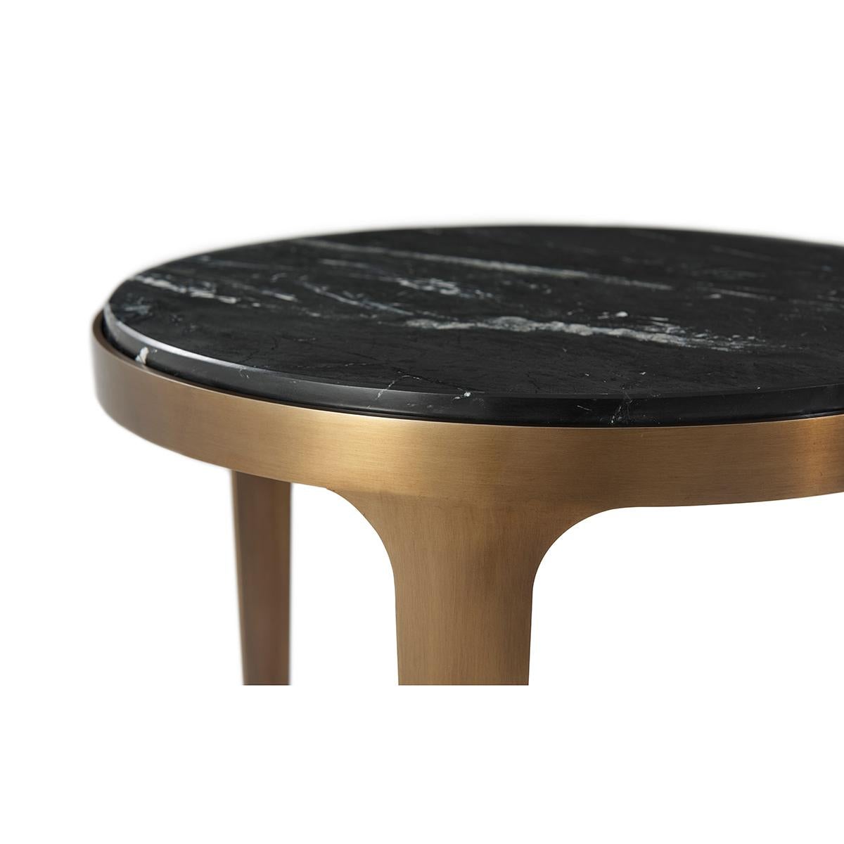 Mid Century Black Marble Top Side Table In New Condition For Sale In Westwood, NJ
