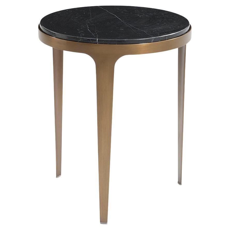 Mid Century Black Marble Top Side Table For Sale